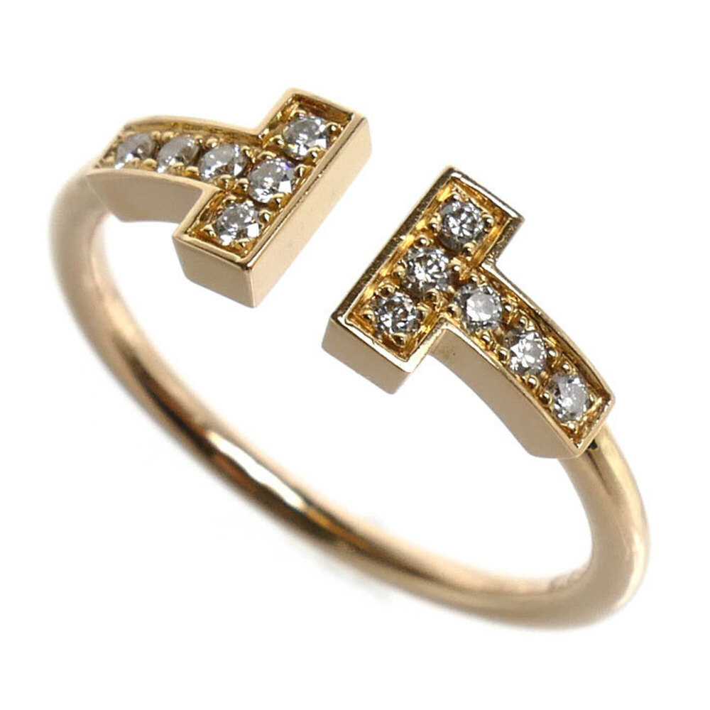 TIFFANY&Co. Tiffany & Co. 18KPG Pink Gold T Wire Ring (60147315) with Diamond...